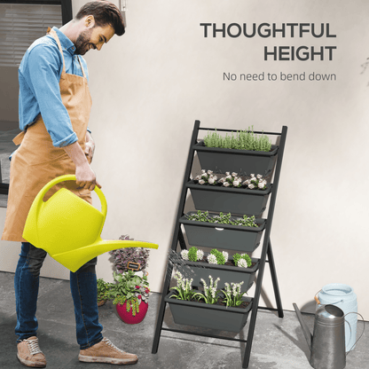Outsunny Indoor Outdoor Vertical Raised Garden Bed with 5 Removable Tray - plants - express.com