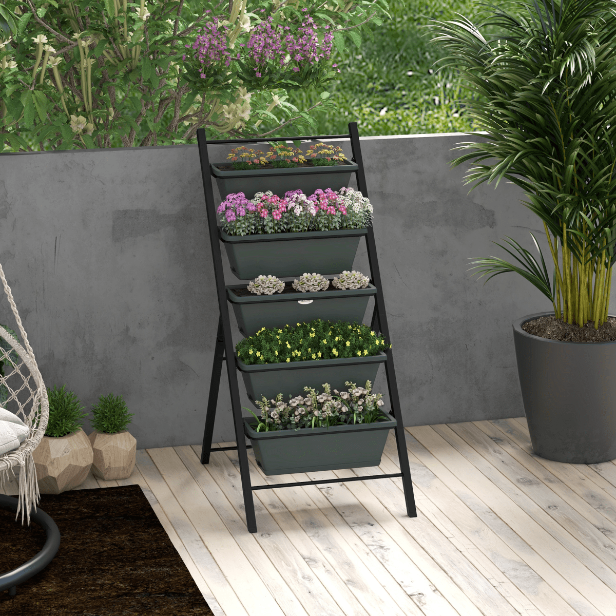 Outsunny Indoor Outdoor Vertical Raised Garden Bed with 5 Removable Tray - plants - express.com