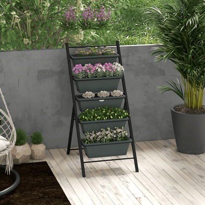 Outsunny Indoor Outdoor Vertical Raised Garden Bed with 5 Removable Tray - plants - express.com