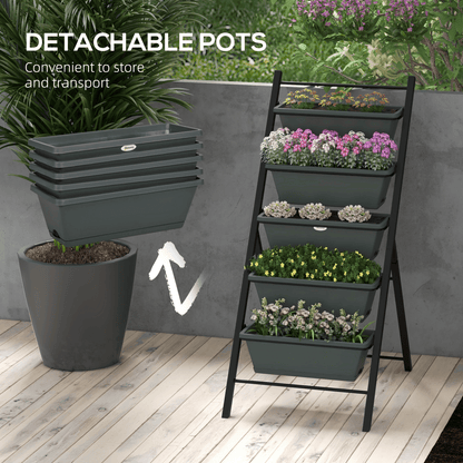 Outsunny Indoor Outdoor Vertical Raised Garden Bed with 5 Removable Tray - plants - express.com