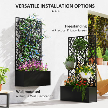 Outsunny Metal Raised Garden Bed with Trellis, Outdoor Elevated Planter Box - plants - express.com