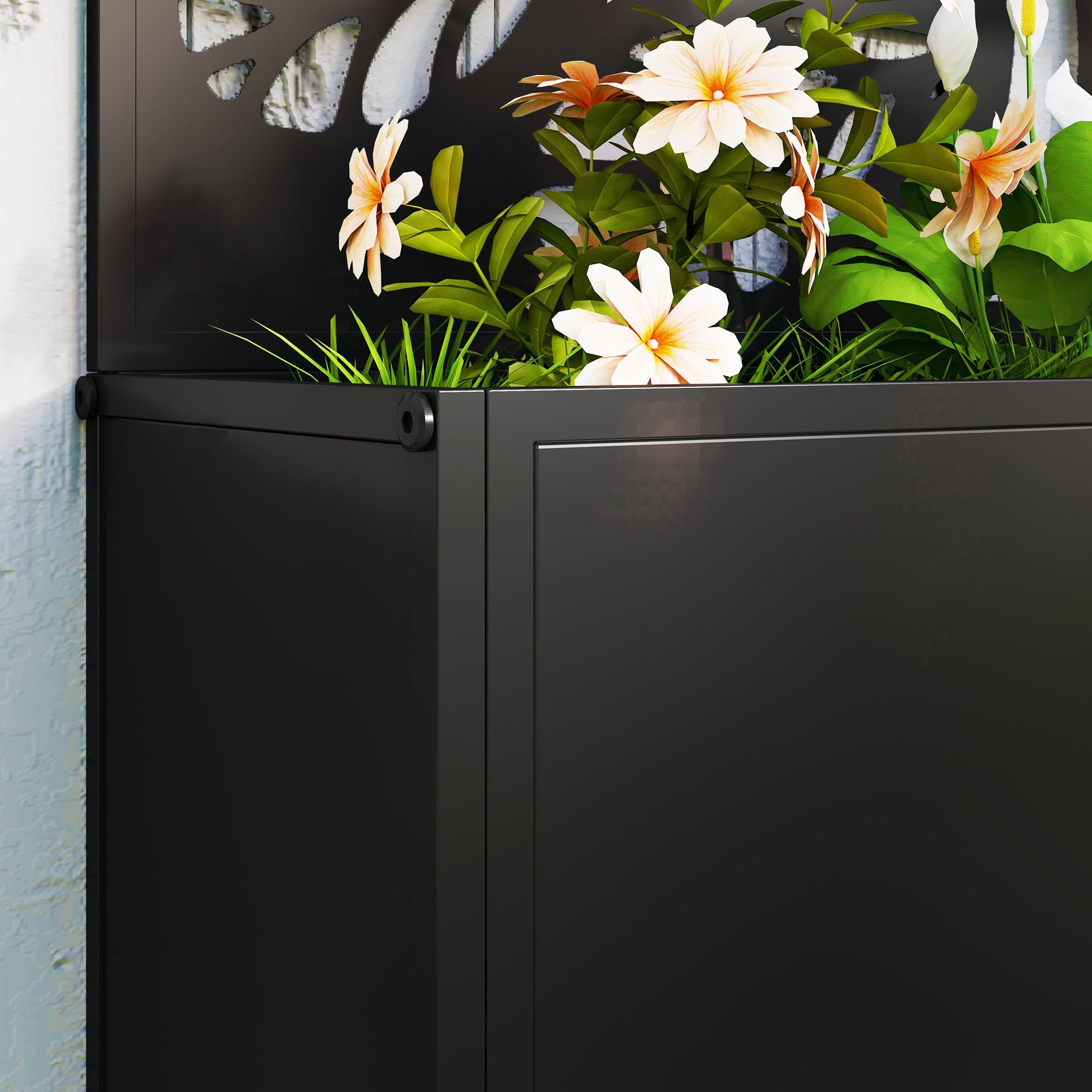 Outsunny Metal Raised Garden Bed with Trellis, Outdoor Elevated Planter Box - plants - express.com