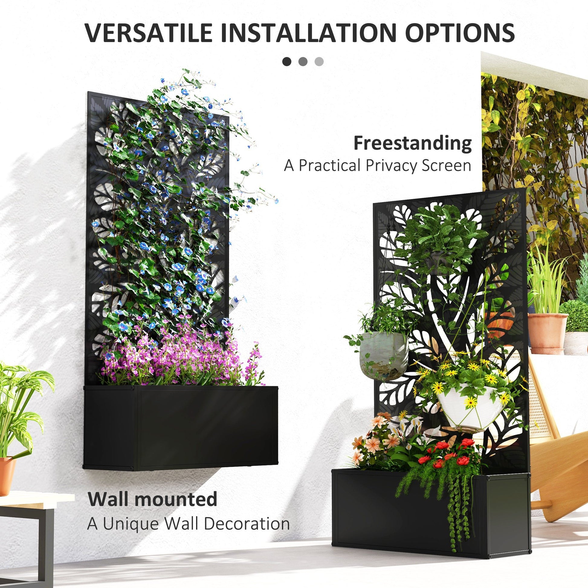 Outsunny Metal Raised Garden Bed with Trellis, Outdoor Elevated Planter Box - plants - express.com