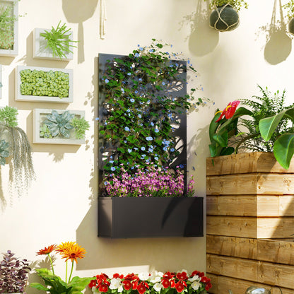 Outsunny Metal Raised Garden Bed with Trellis, Outdoor Elevated Planter Box - plants - express.com