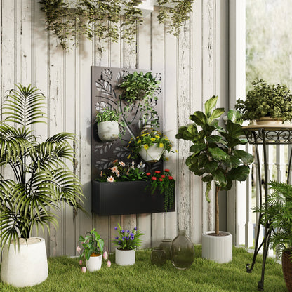 Outsunny Metal Raised Garden Bed with Trellis, Outdoor Elevated Planter Box - plants - express.com