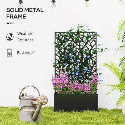 Outsunny Metal Raised Garden Bed with Trellis, Outdoor Elevated Planter Box - plants - express.com