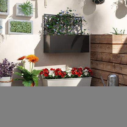 Outsunny Metal Raised Garden Bed with Trellis, Outdoor Elevated Planter Box - plants - express.com
