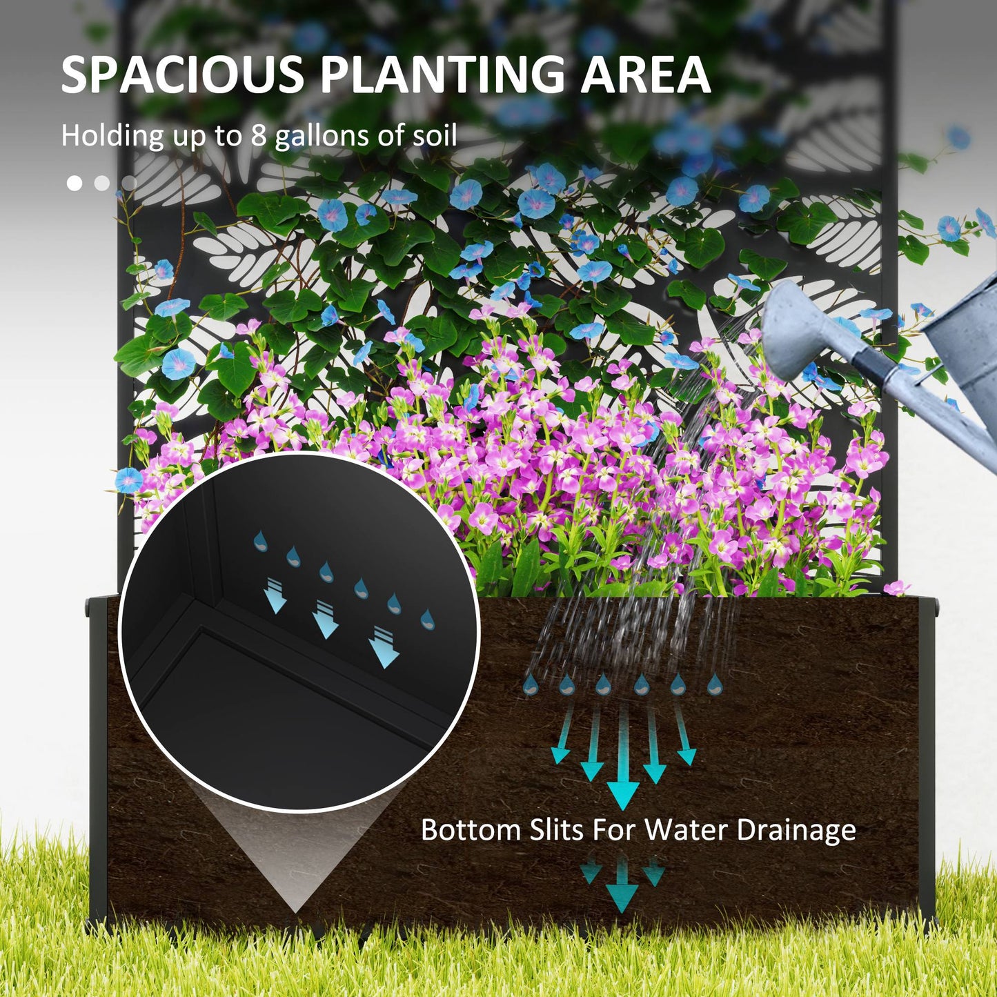 Outsunny Metal Raised Garden Bed with Trellis - Outdoor Planter Box - plants - express.com