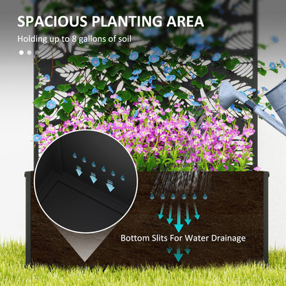 Outsunny Metal Raised Garden Bed with Trellis - Outdoor Planter Box - plants - express.com