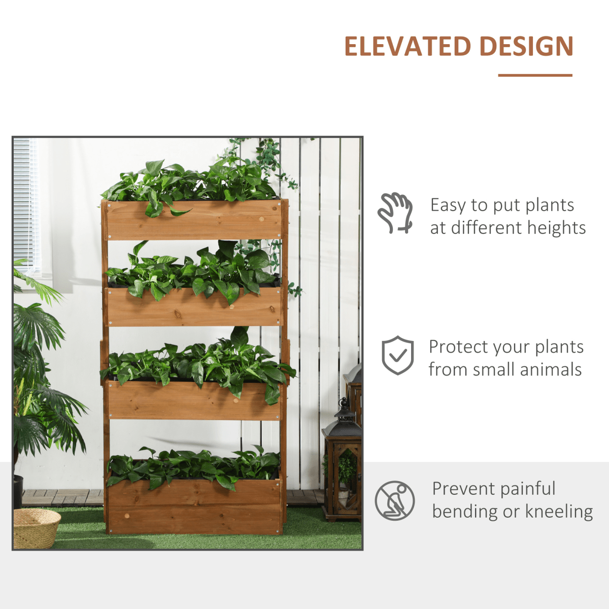 Outsunny Modular Raised Garden Bed - Versatile Wooden Plant Stand in Orange - plants - express.com