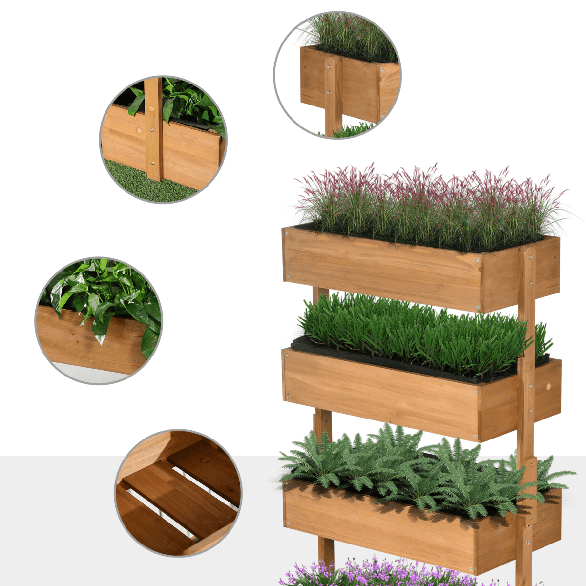 Outsunny Modular Raised Garden Bed - Versatile Wooden Plant Stand in Orange - plants - express.com