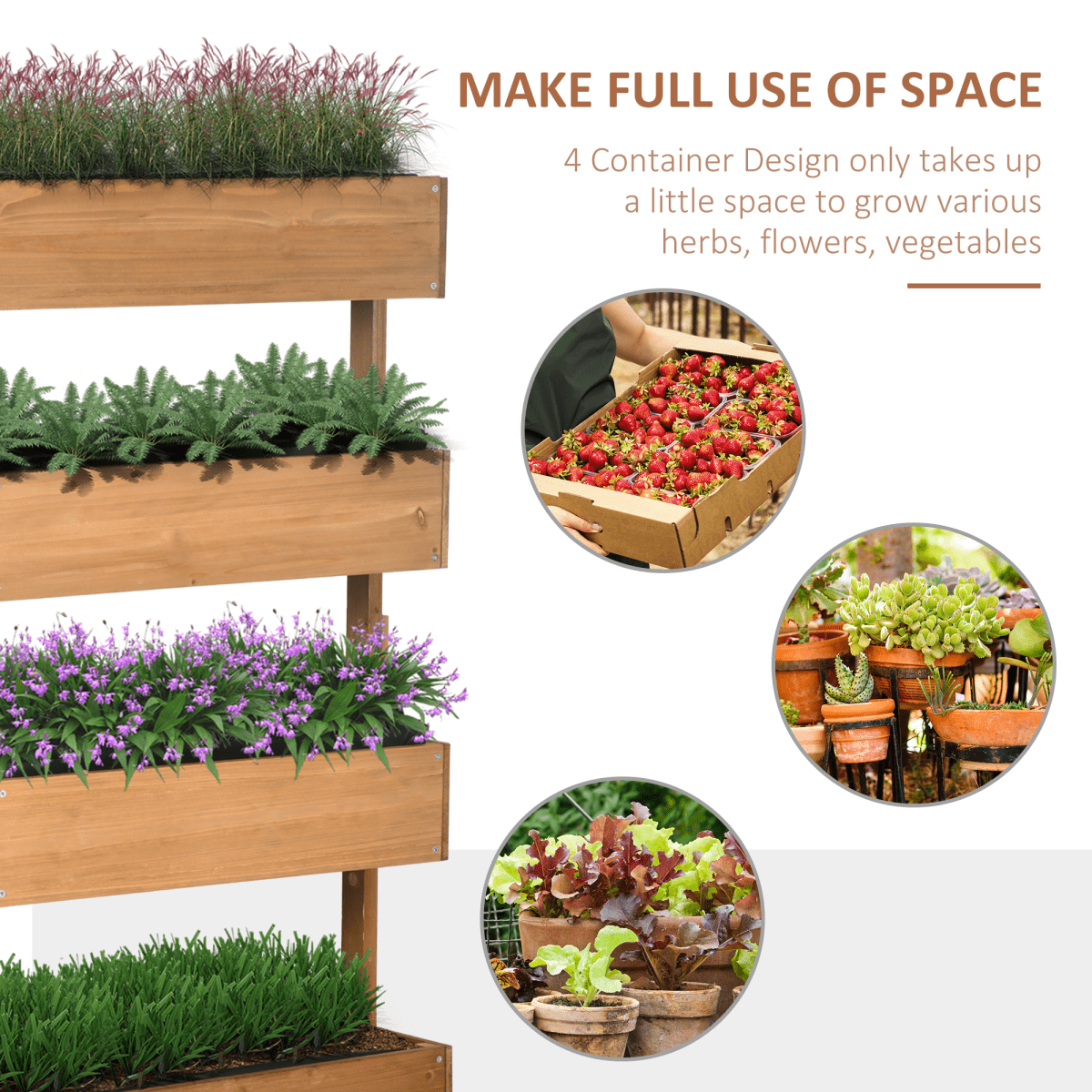 Outsunny Modular Raised Garden Bed - Versatile Wooden Plant Stand in Orange - plants - express.com