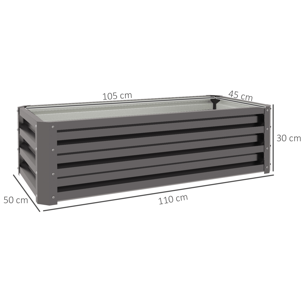 Outsunny Outdoor Planter Box, Steel Raised Garden Bed, Set of 2, Grey - plants - express.com