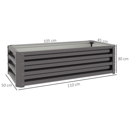 Outsunny Outdoor Planter Box, Steel Raised Garden Bed, Set of 2, Grey - plants - express.com