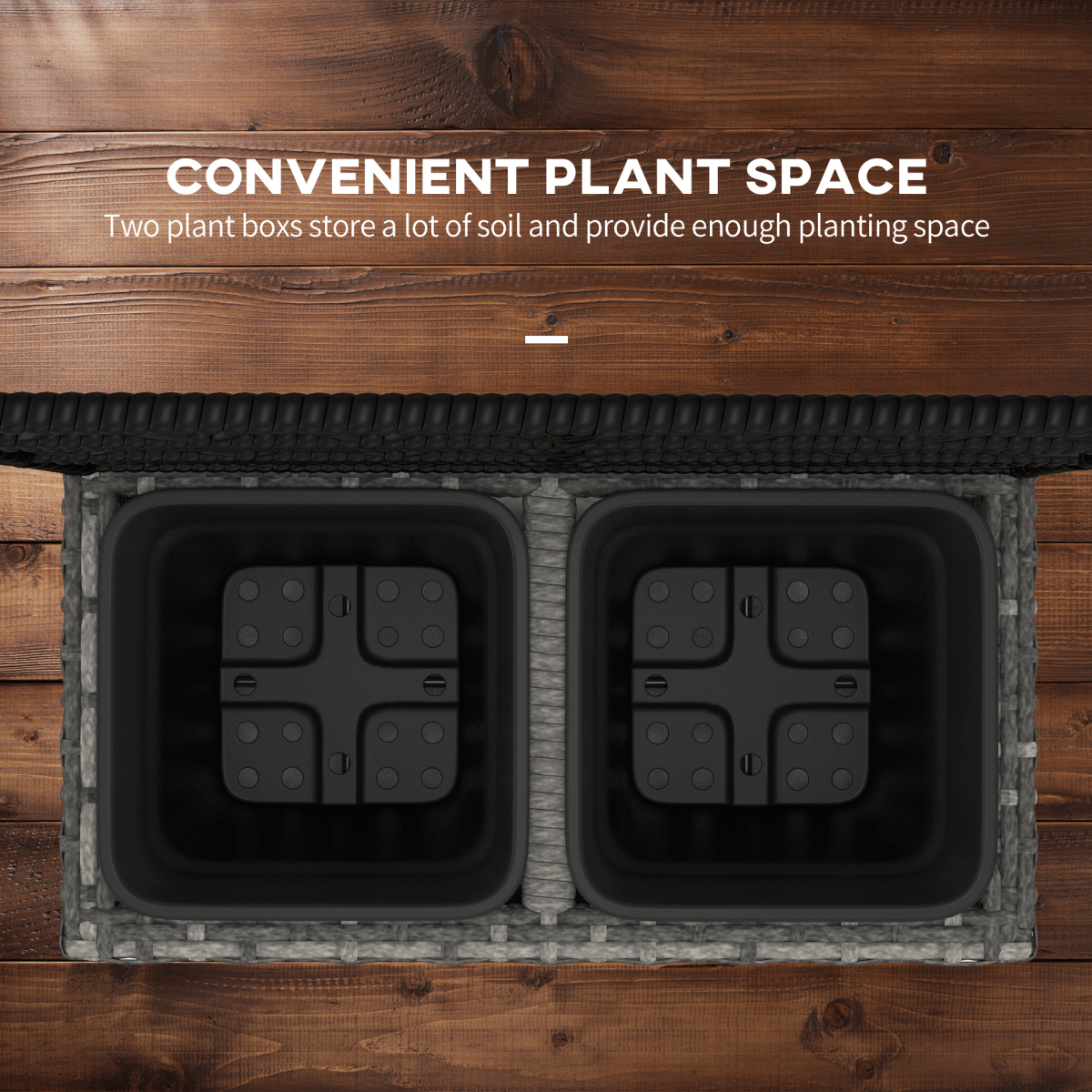 Outsunny PE Rattan Planter Box with Trellis Raised Bed 57x30x107cm - plants - express.com