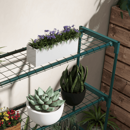 Outsunny Plant Stand, 4 - Tier Planter Holder Flower Display Rack, Dark Green - plants - express.com