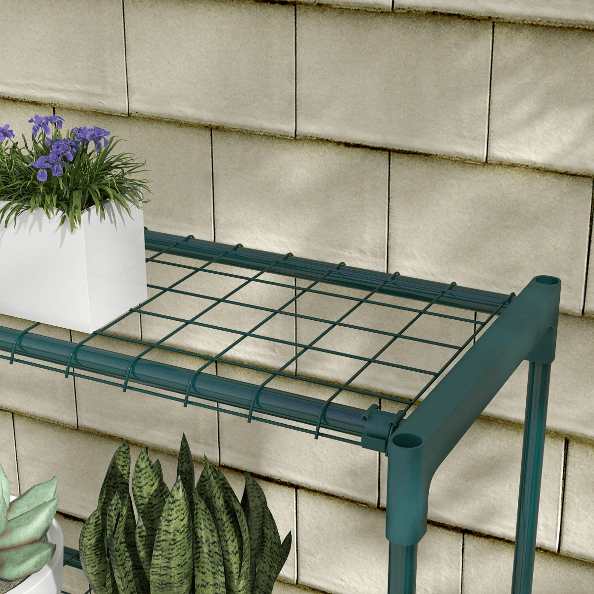 Outsunny Plant Stand, 4 - Tier Planter Holder Flower Display Rack, Dark Green - plants - express.com