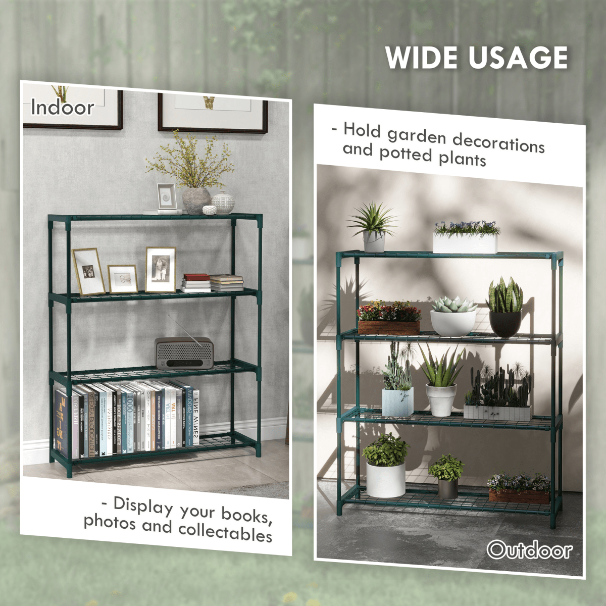 Outsunny Plant Stand, 4 - Tier Planter Holder Flower Display Rack, Dark Green - plants - express.com