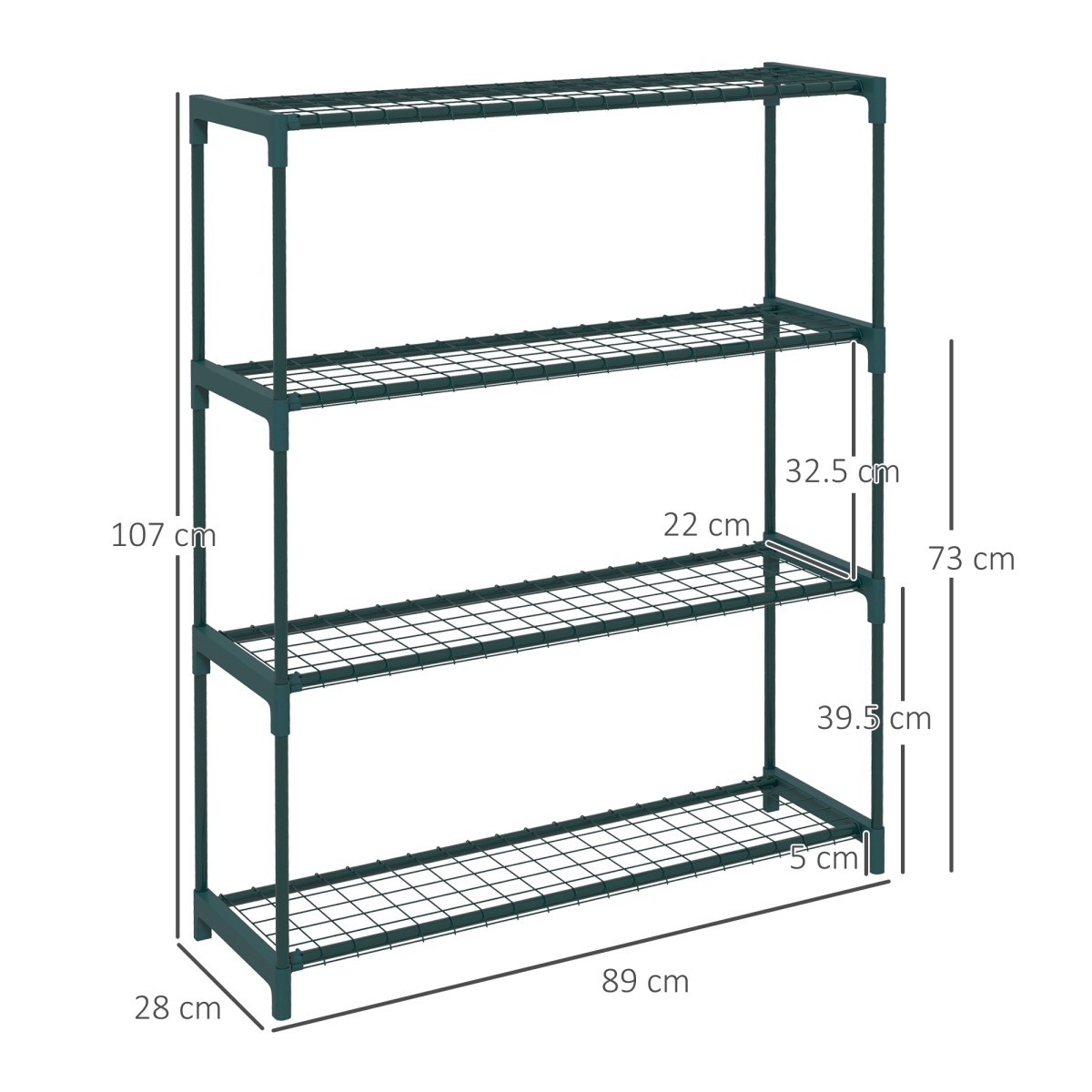 Outsunny Plant Stand, 4 - Tier Planter Holder Flower Display Rack, Dark Green - plants - express.com