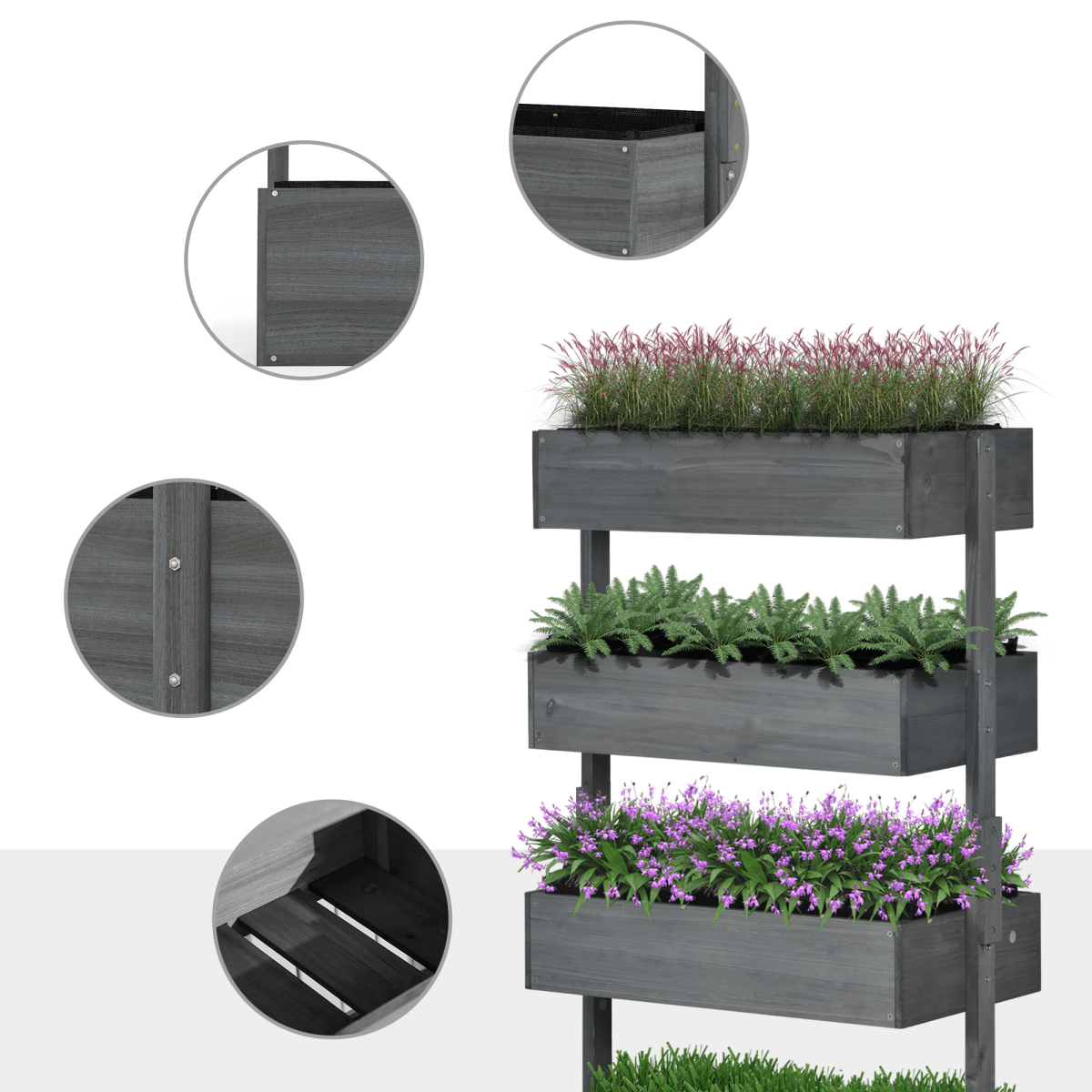 Outsunny Premium Wooden Raised Garden Bed - Versatile 4 - Box Plant Stand - plants - express.com
