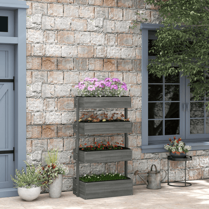 Outsunny Premium Wooden Raised Garden Bed - Versatile 4 - Box Plant Stand - plants - express.com