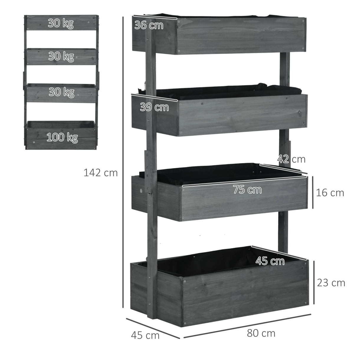 Outsunny Premium Wooden Raised Garden Bed - Versatile 4 - Box Plant Stand - plants - express.com