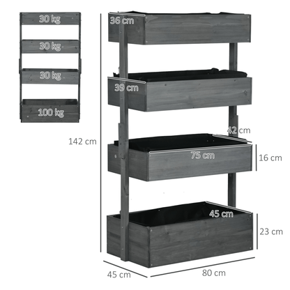 Outsunny Premium Wooden Raised Garden Bed - Versatile 4 - Box Plant Stand - plants - express.com