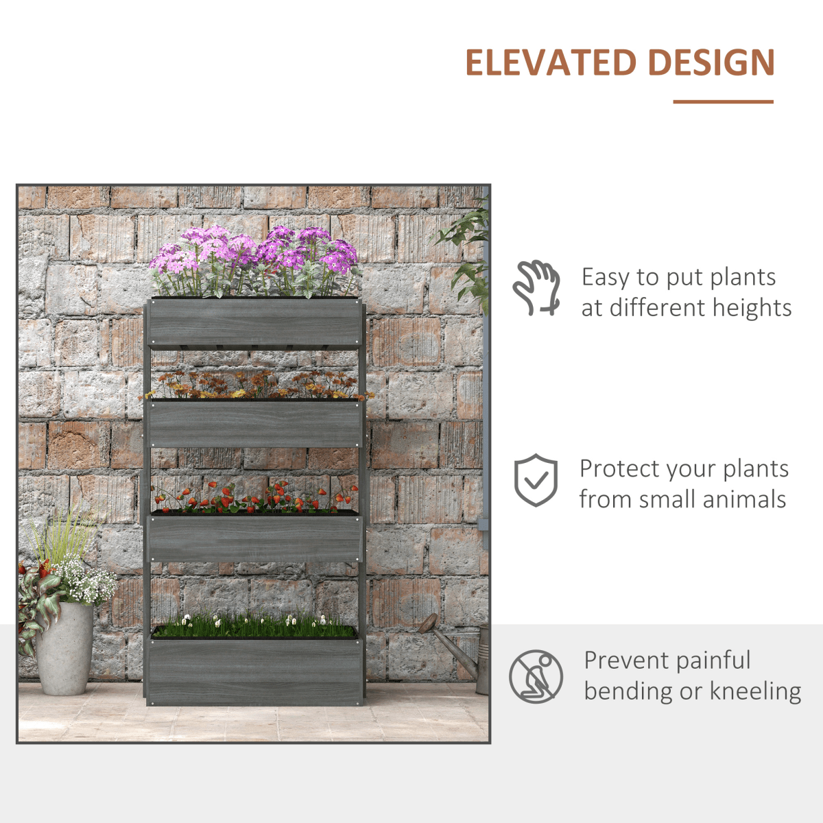 Outsunny Premium Wooden Raised Garden Bed - Versatile 4 - Box Plant Stand - plants - express.com