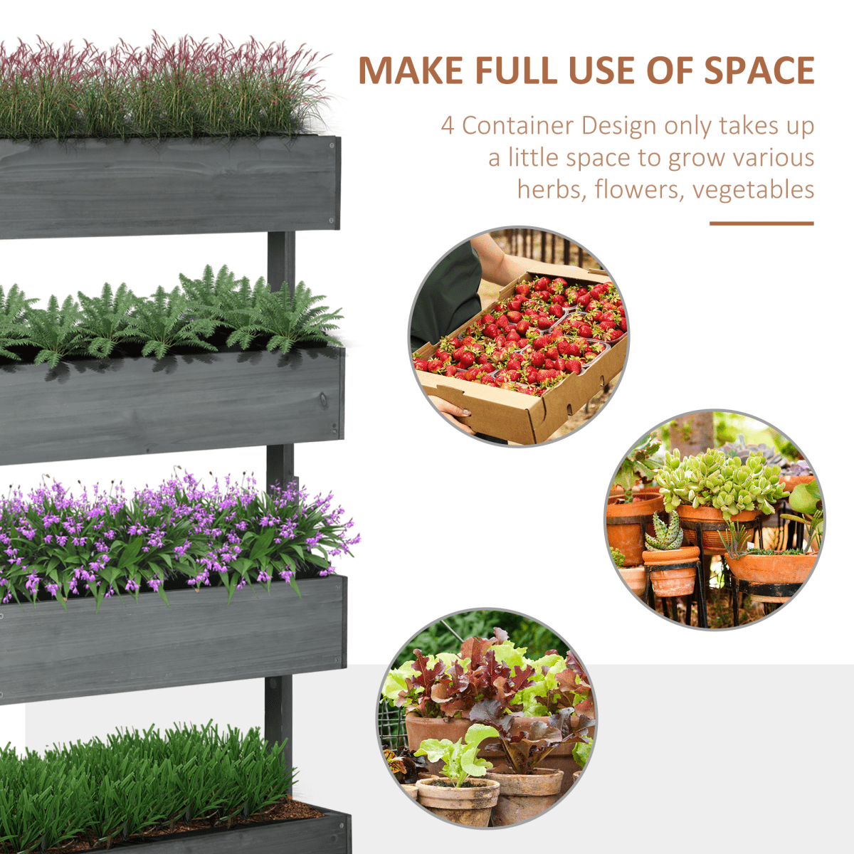 Outsunny Premium Wooden Raised Garden Bed - Versatile 4 - Box Plant Stand - plants - express.com