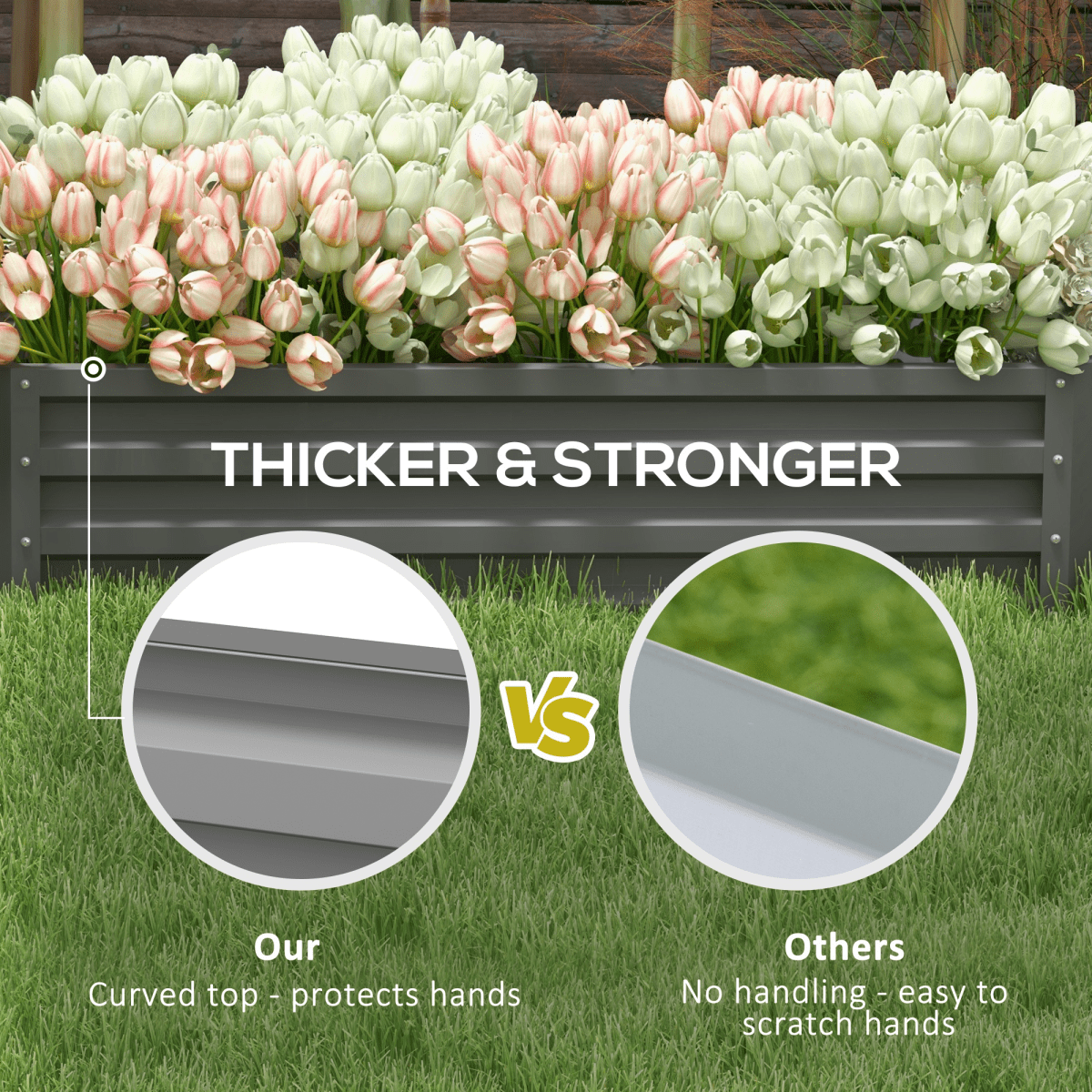 Outsunny Raised Garden Bed Elevated Planter Box for Flowers Light Grey - plants - express.com