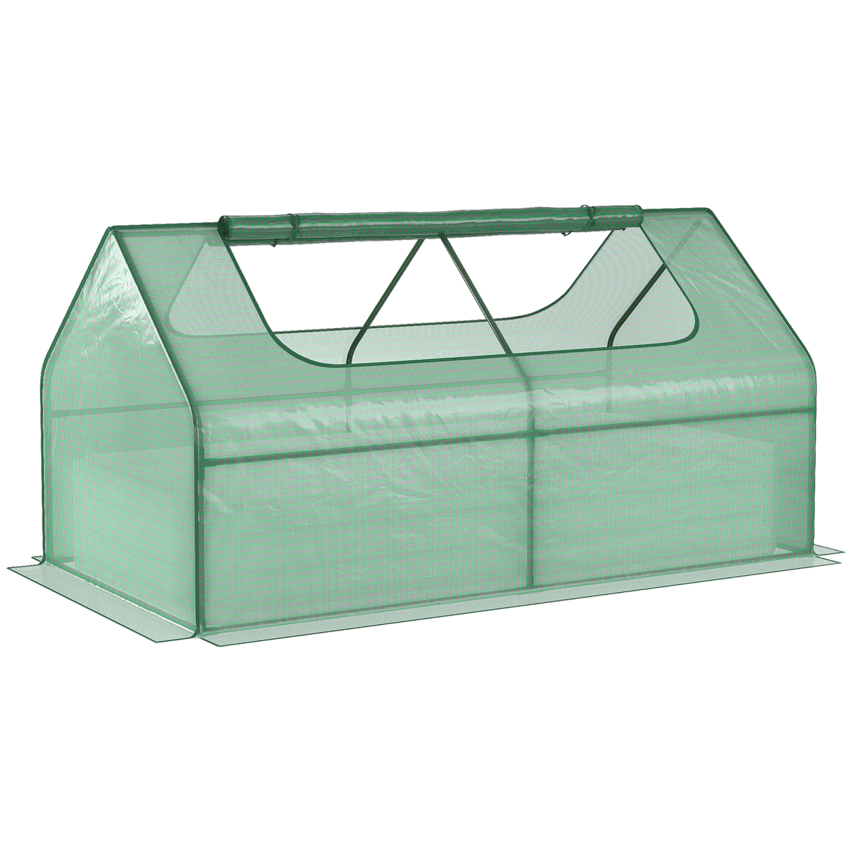 Outsunny Raised Garden Bed Planter Box with Greenhouse, Large Window, Green - plants - express.com