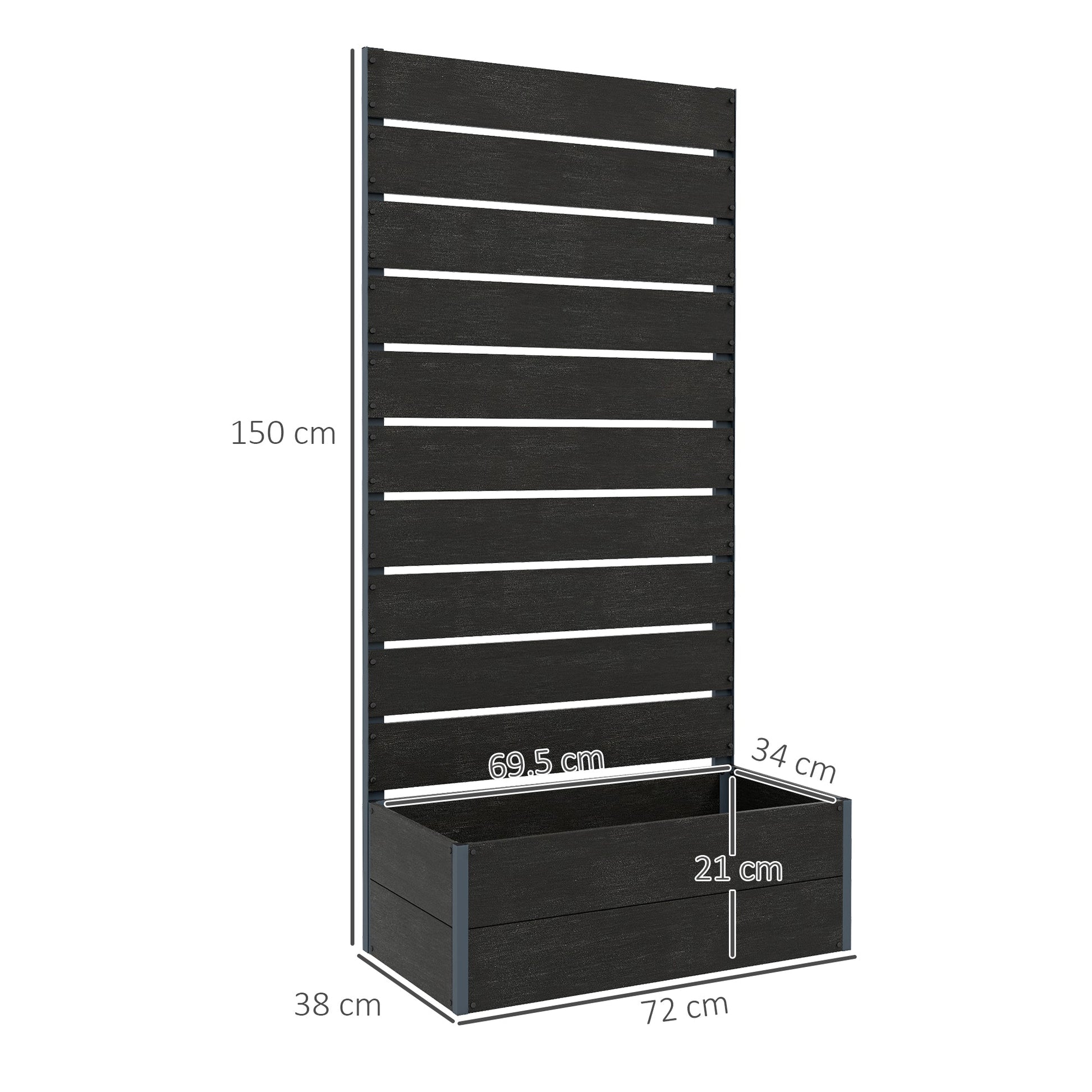 Outsunny Raised Garden Bed with Trellis and Drainage Hole, Planter Box Black - plants - express.com