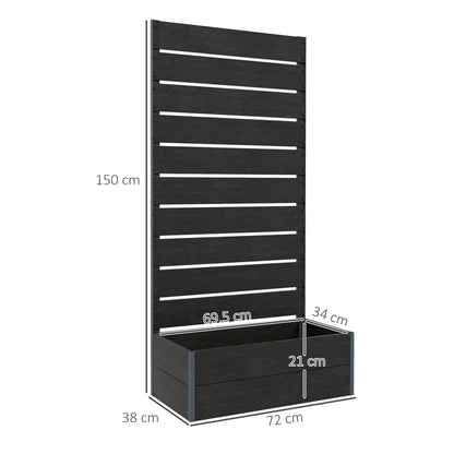 Outsunny Raised Garden Bed with Trellis and Drainage Hole, Planter Box Black - plants - express.com