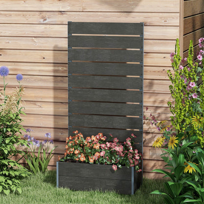 Outsunny Raised Garden Bed with Trellis and Drainage Hole, Planter Box Black - plants - express.com