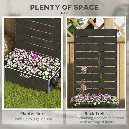 Outsunny Raised Garden Bed with Trellis and Drainage Hole, Planter Box Black - plants - express.com