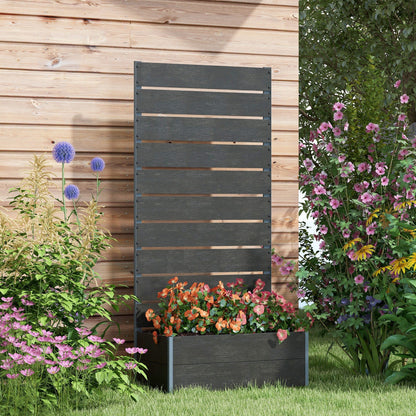Outsunny Raised Garden Bed with Trellis and Drainage Hole, Planter Box Black - plants - express.com