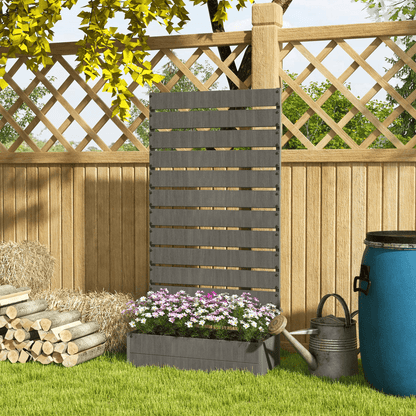 Outsunny Raised Garden Bed with Trellis - Dark Grey Patio Planter - plants - express.com