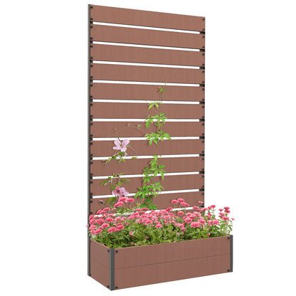 Outsunny Raised Garden Bed with Trellis Light Brown Patio Planter - plants - express.com