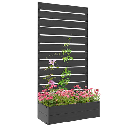 Outsunny Raised Garden Bed with Trellis Standing Patio Planter Box Black - plants - express.com