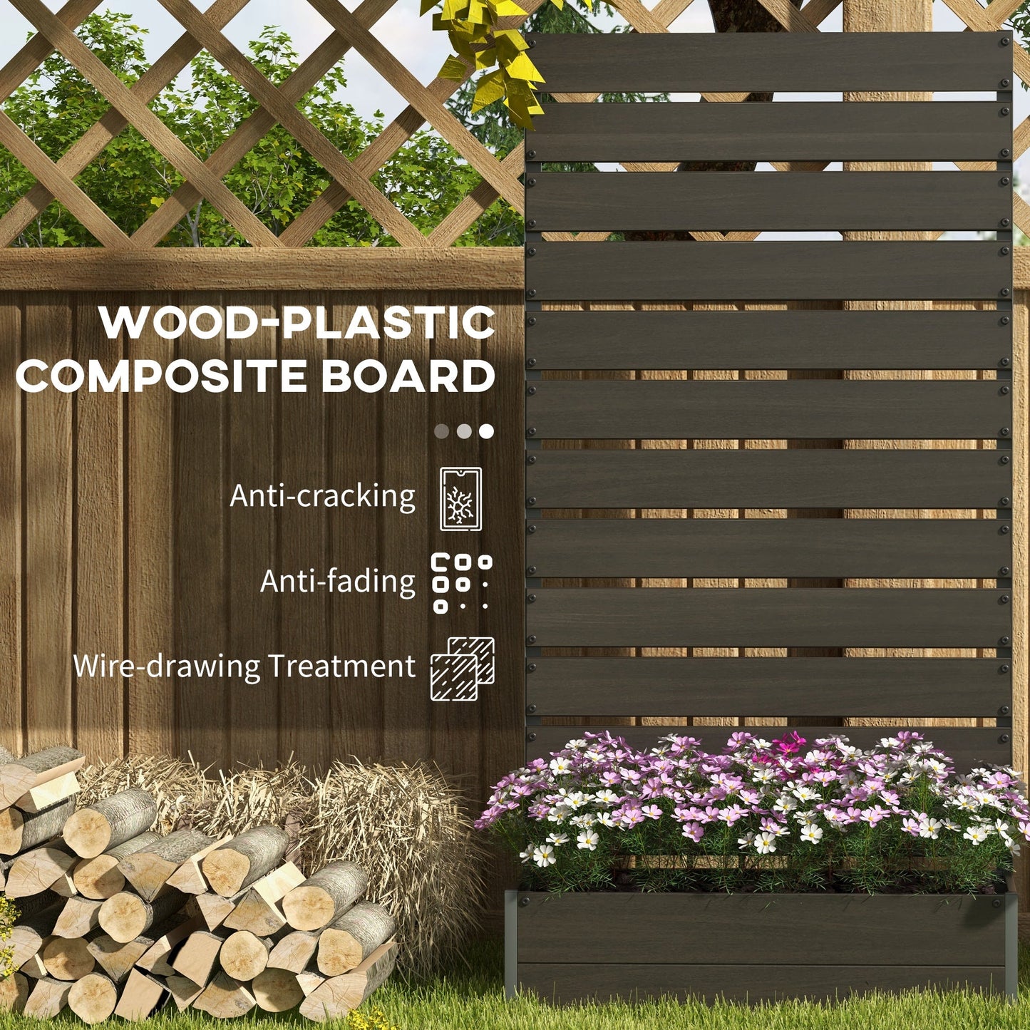 Outsunny Raised Garden Bed with Trellis Standing Patio Planter Box Black - plants - express.com