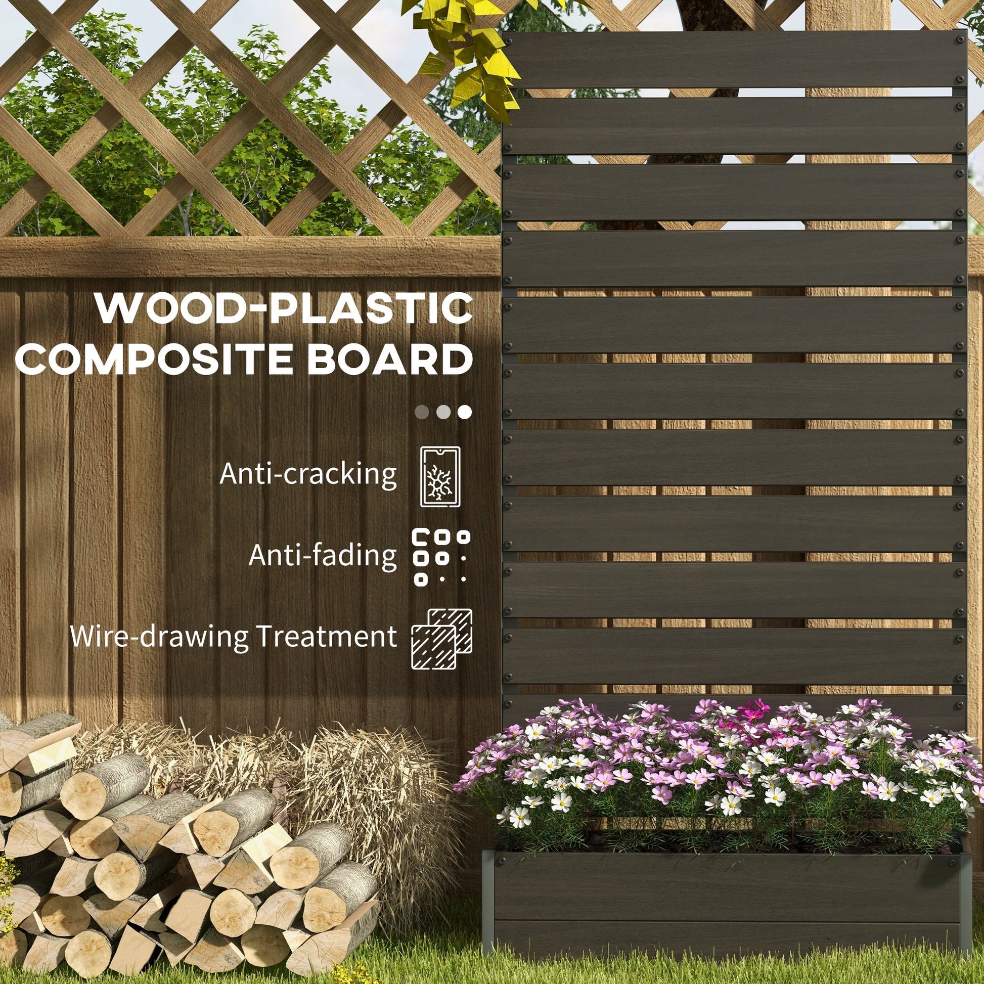 Outsunny Raised Garden Bed with Trellis Standing Patio Planter Box Black - plants - express.com