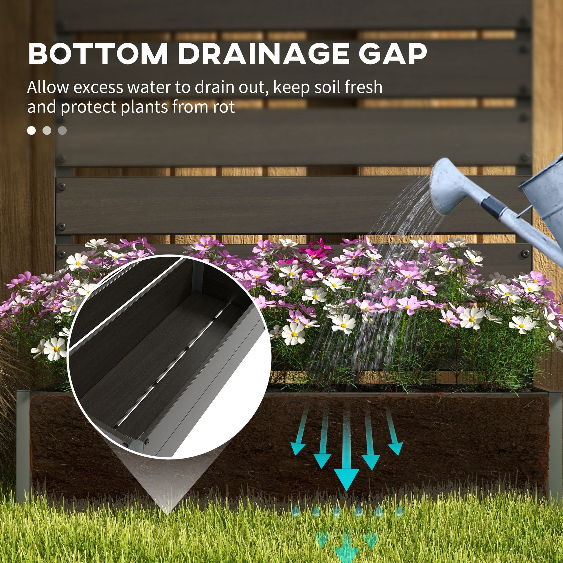Outsunny Raised Garden Bed with Trellis Standing Patio Planter Box Black - plants - express.com