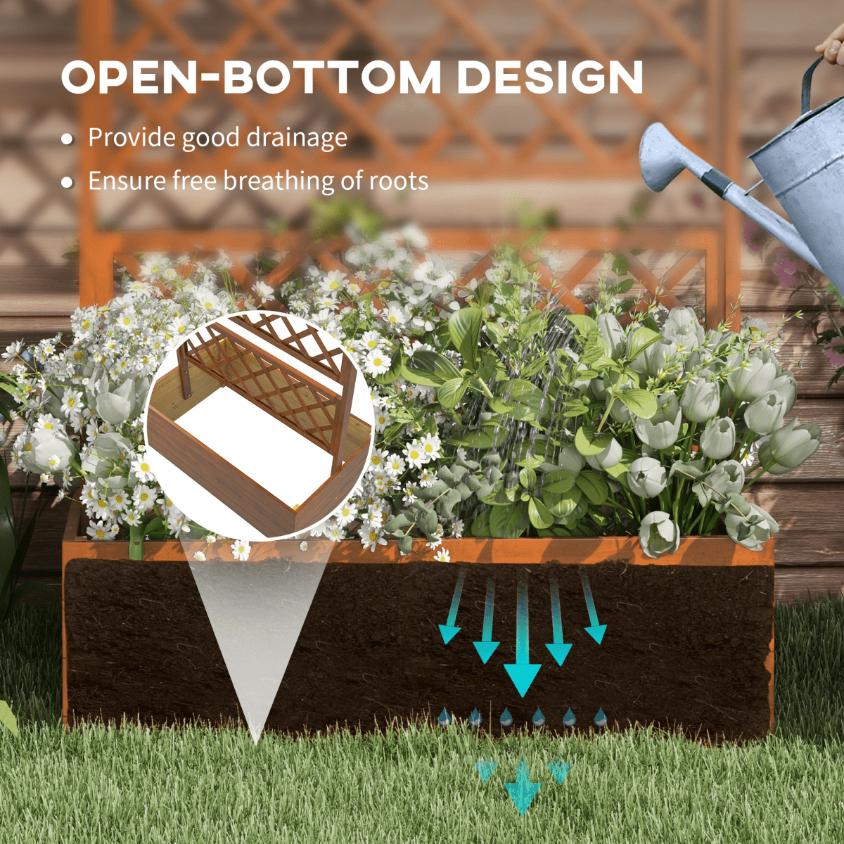 Outsunny Raised Trellis Planter - Stylish Wooden Garden Bed for Climbing Plants - plants - express.com