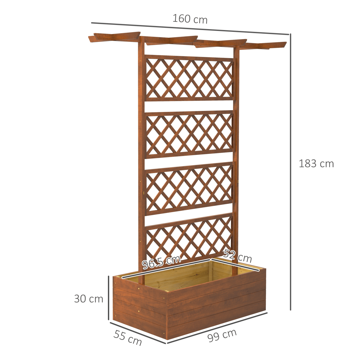 Outsunny Raised Trellis Planter - Stylish Wooden Garden Bed for Climbing Plants - plants - express.com
