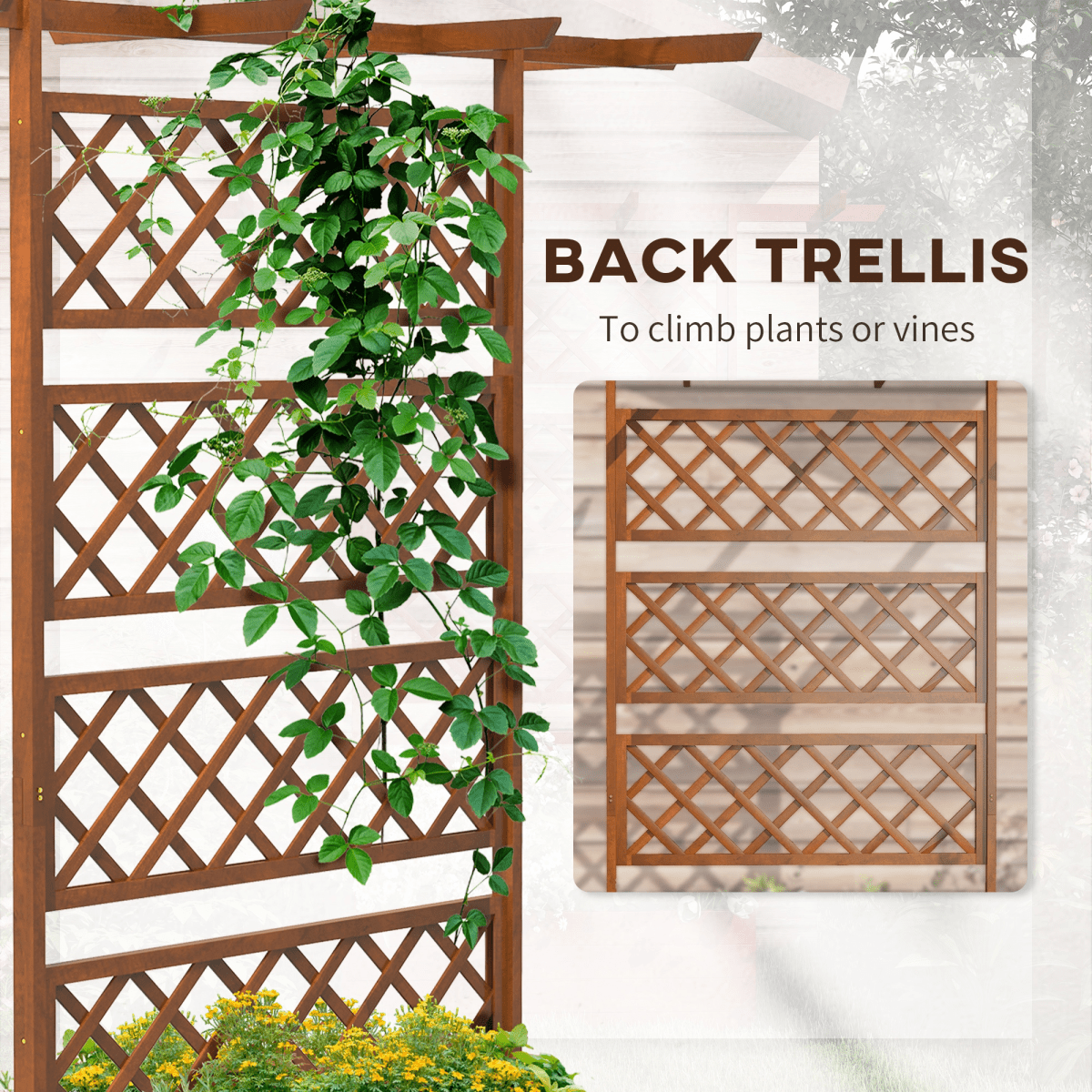 Outsunny Raised Trellis Planter - Stylish Wooden Garden Bed for Climbing Plants - plants - express.com