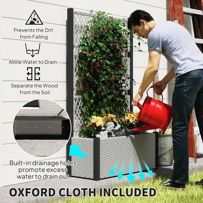 Outsunny Rattan Garden Planter with Trellis - Stylish Raised Bed for Climbing Plants - plants - express.com