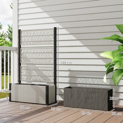 Outsunny Rattan Garden Planter with Trellis - Stylish Raised Bed for Climbing Plants - plants - express.com