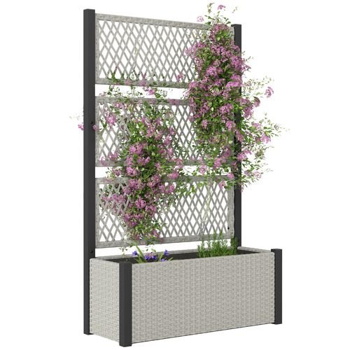 Outsunny Rattan Garden Planter with Trellis - Stylish Raised Bed for Climbing Plants - plants - express.com