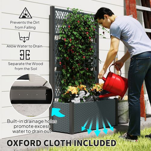 Outsunny Rattan Garden Planter with Trellis - Stylish Raised Bed for Climbing Plants - plants - express.com