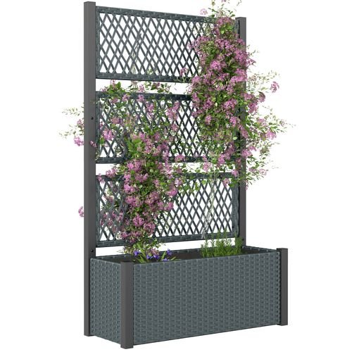 Outsunny Rattan Garden Planter with Trellis - Stylish Raised Bed for Climbing Plants - plants - express.com